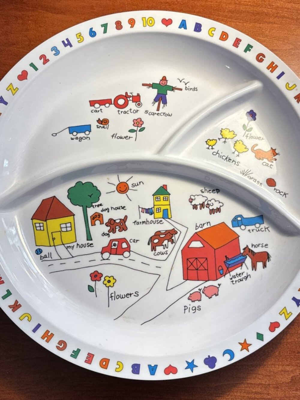 Vintage Anacapa 1996 Melamine Ware Farm Children Divided Plate